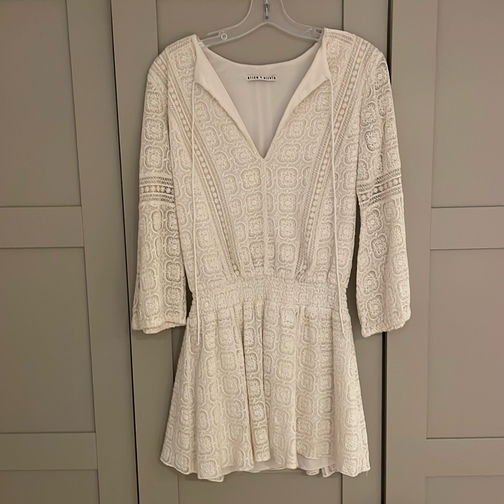 Alice + Olivia White Lace Mini Dress